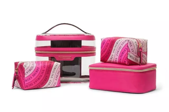 Victoria Secret 4 Piece Travel Set Cosmetic Make up Bags Transparent  (19.5.8937)