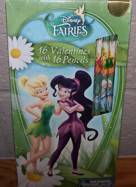 Valentines Day Exchange Cards (Box of 16) Disney Fairies with Pencils