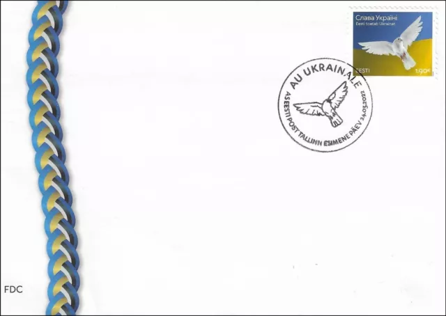 White Dove of Peace For Peace in Ukraine Glory to Ukraine! Estonia Mint FDC 2022