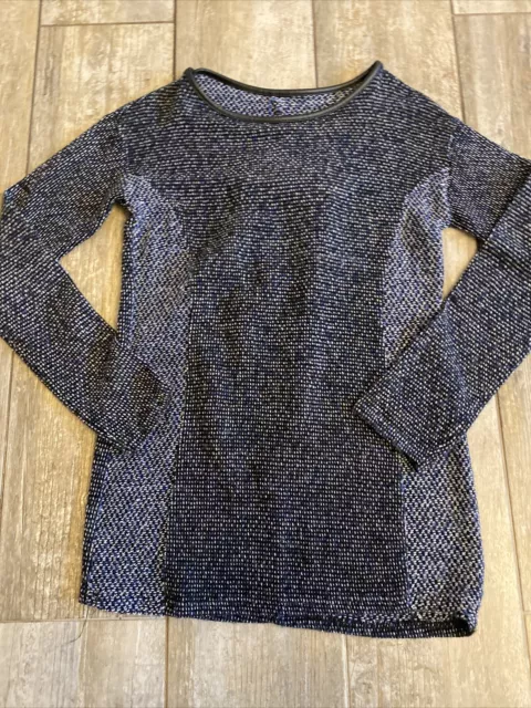 Pullover Blau PU Leder Grösse S Schleife Neu Tunika