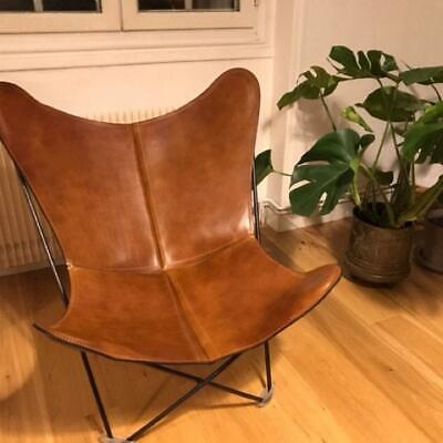 Handmade Furniture Leather Butterfly Chair Sleeper Seat Relax Arm Chair Folding