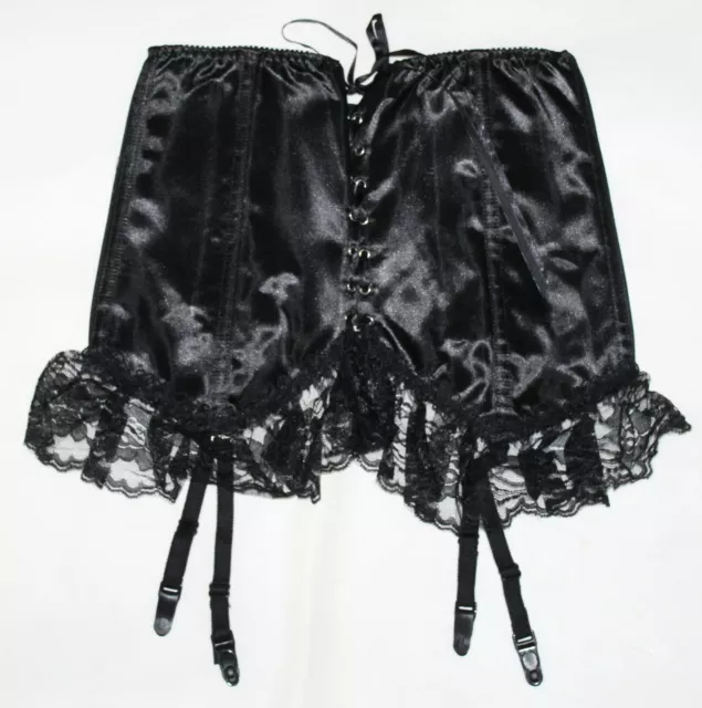 Black Heavy Satin Under Bust Waspie/Waist Clincher(Suspender Belt)