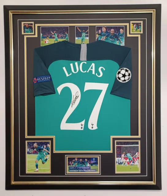 LUCAS MOURA of Tottenham Signed Shirt Autographed JERSEY v AJAX Display