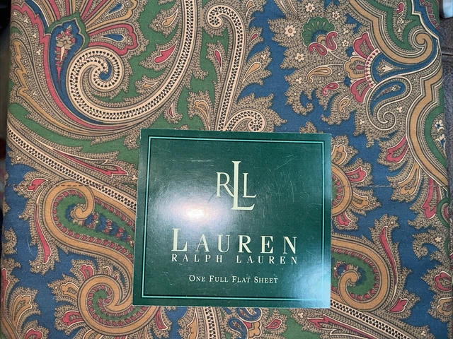 Nueva Hoja Plana Completa Ralph Lauren Brianna Azul Cachemira Verde 54in X 75in