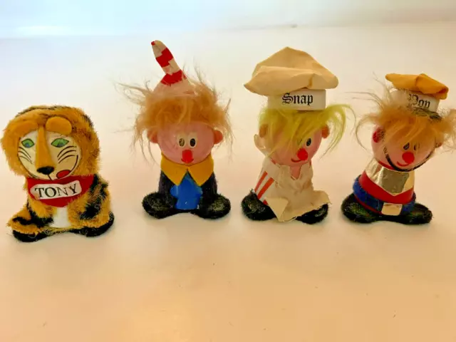 VTG '72 Kellogg Miniature Wooden Mascots TONY, SNAP, CRACKLE, POP (LOT OF 4)