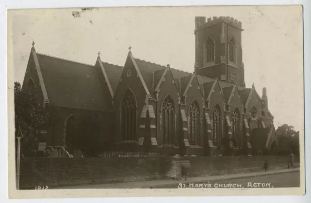 St Mary's Church Acton London Vintage Real Photo Postcard C12