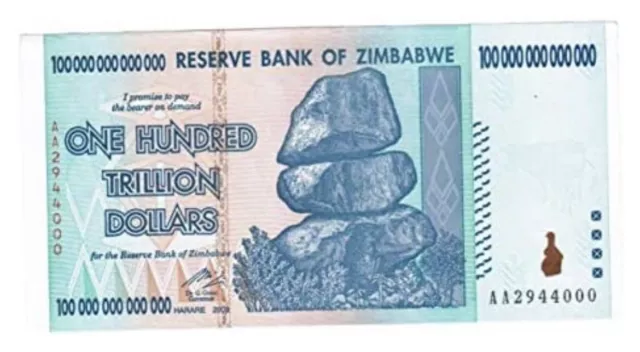 100 TRILLION DOLLAR ZIMBABWE AA 2008 SERIES P91 -  Unc