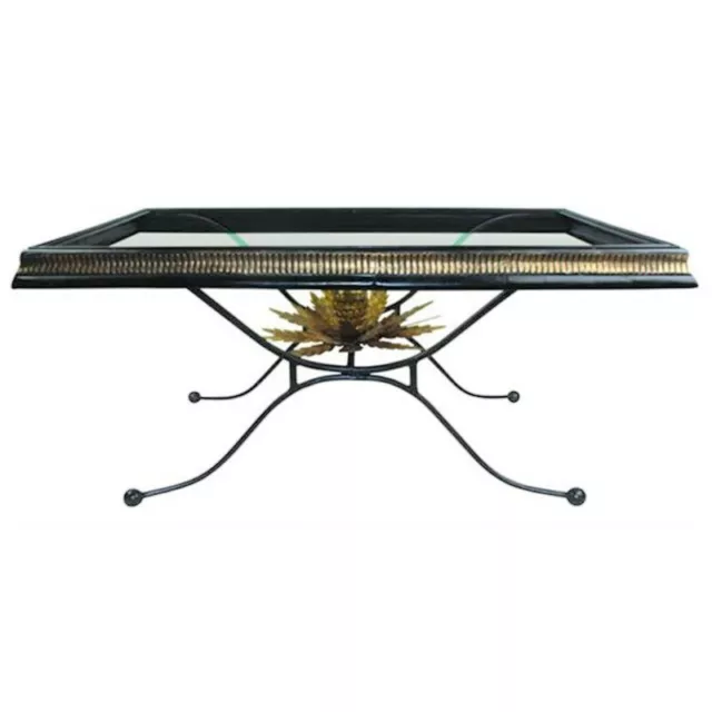 Black Wrought Iron Artichoke Coffee Table Ornate Gold Cocktail Baroque Old World