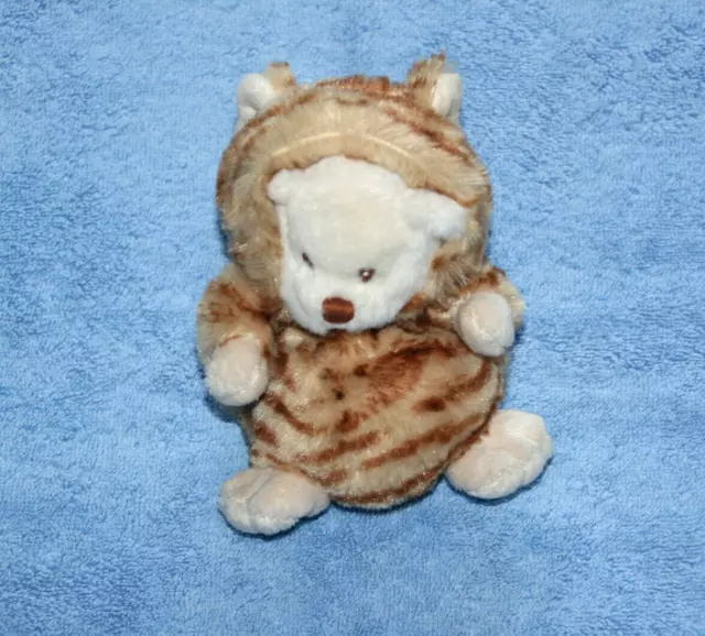 Bukowski Doudou Peluche Ours Boule Deguise En Chat Tigre Roux 14 Cm Etat Neuf