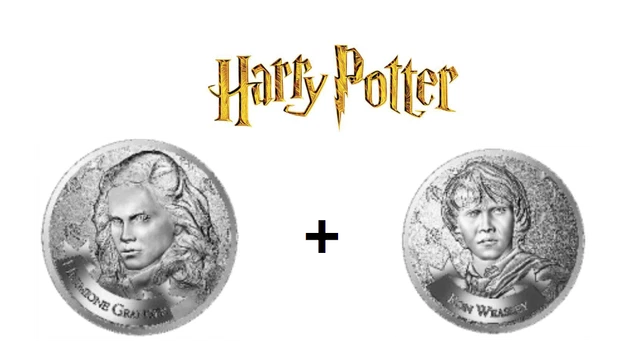 Lot 2 Mini Médailles Monnaie de Paris Harry Potter 2021 - Hermione + Ron Weasley