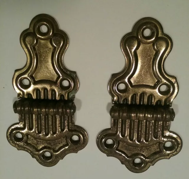 2 Vintage Butterfly Hinges 5"  X 2 3/4" Brass Plated Stanley Door Or Cabinet