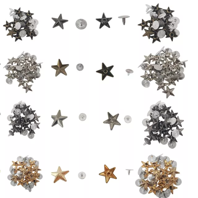 Star Rivets Studs Brass Fasteners Spikes Pins For DIY Leather Craft Belt Bag