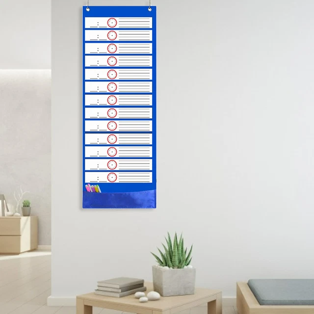DAILY SCHEDULE POCKET Chart Over Door Mounted Wall Hanging with two