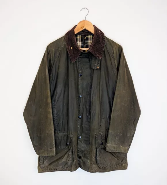 Barbour Vintage Classic Beaufort Wax Waterproof Green Jacket Size Large C 40