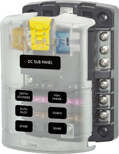 Blue Sea - 5025-BSS Fusible Block STBlade 6circ con GND/CVR (1 EA)