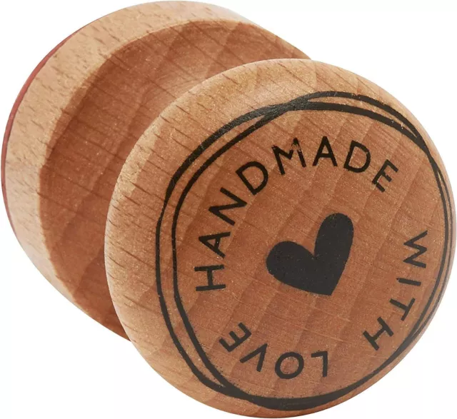 Rayher Stempel Holz 'Handmade with love', rund, 3 cm ø, Holzstempel, Butterer, R