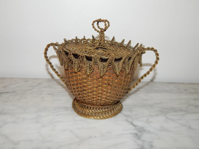 ANCIEN PETIT PANIER OSIER DE MARCHE DINETTE POUPEE