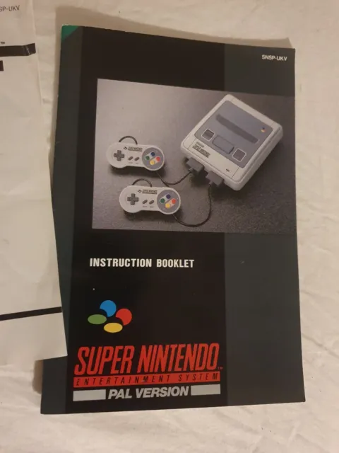 Original Super Nintendo SNES Console Manual Instruction Booklet Extra Leaflet
