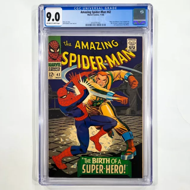 Amazing Spider-Man #42 CGC 9.0 VF/NM 🔥 1st Mary Jane & 2nd Rhino 🔥 Marvel 1966