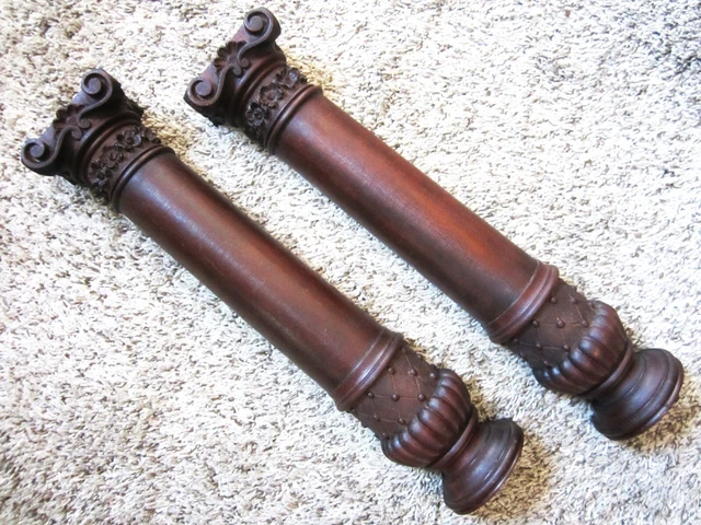 NR MINT! Pair Carved Mahogany Cabinet Plinth Columns Victorian Fireplace Posts NR MINT! Pair Carved Mahogany Cabinet Plinth Columns Victorian Fireplace Posts
