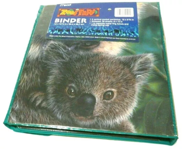 Vtg 1994 Trapper Keeper Zoosters Binder Mead Portfolio Notebook w/ 2 Folders NWT Vtg 1994 Trapper Keeper Zoosters Binder Mead Portfolio Notebook w/ 2 Folders NWT