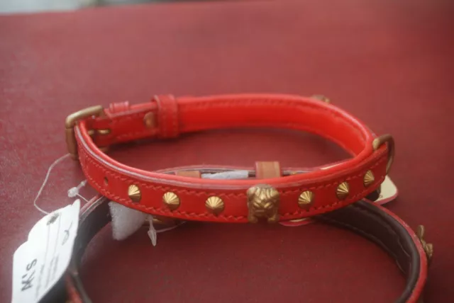 NEW LEATHER- PUG/JUG- DOG COLLAR IN PINK ,red,and brown