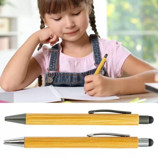 10PCS Bamboo Touch Screen Pen 2-in-1 Stationery Pen Stylus Pen  School Office