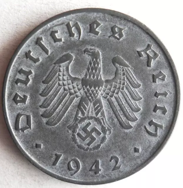 1942 THIRD REICH GERMANY 10 REICHSPFENNIG - High Quality Coin - Lot #M28