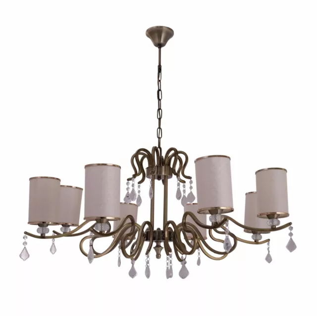 Cremeton Antik Messing Metall 8 Arme Deckenkronleuchter Licht mit Pendeloque C