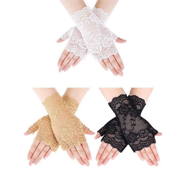 3 Pairs Bridal Wedding Gloves Sunscreen and Ultraviolet Gloves for Driving K6N4