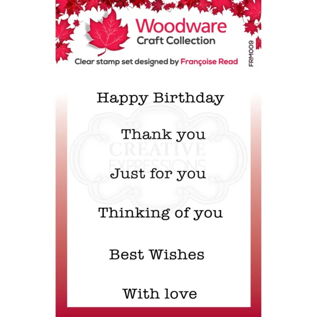 Woodware Mini Greetings 6 Piece Clear Stamp Set Thank You Birthday Card Making