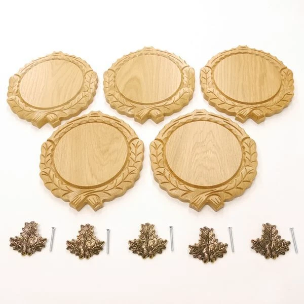 5 Pieza Keilerschilder Tallado Claro Af 14cm Con 5x Hoja de Roble Portada Klein