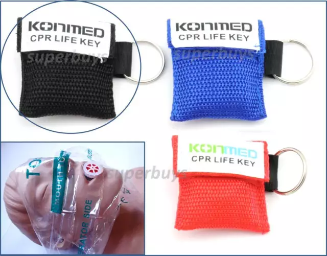 Black Emergency CPR Face Mask Cover Shield First Aid Resuscitation KeyRing Chain