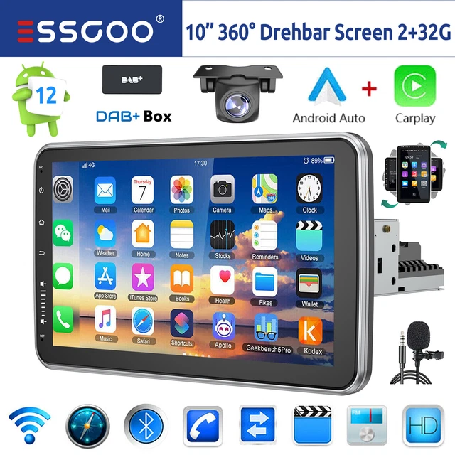 CAMECHO 2 Din CarPlay Autoradio mit Apple CarPlay Android Auto, 7 Zoll Scherm Autoradio mit Bluetooth Mirror Link GPS SWC FM AUX USB Mirror Link Achteruitrijcamera MIC