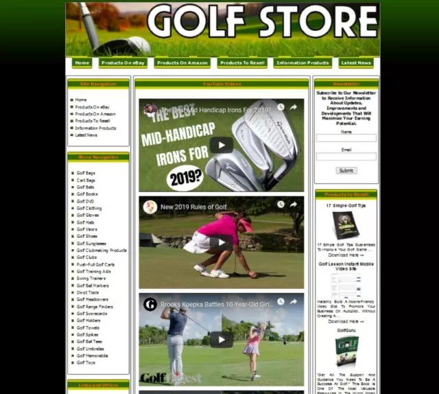 GOLF Website. Affiliate STORE+Amazon Store+Google Adsense+Dropship