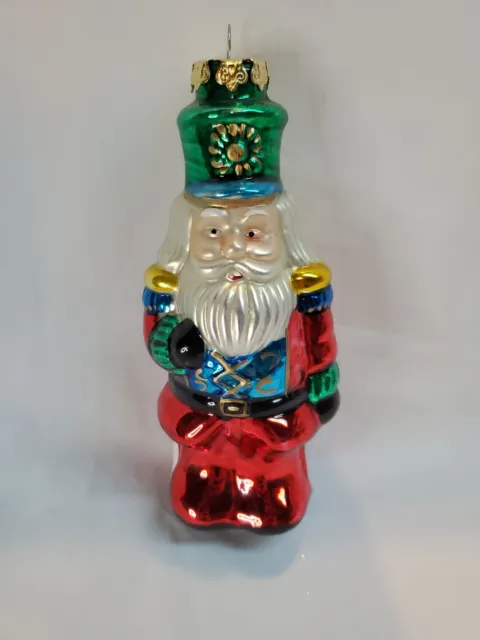 Blown Mercury Glass Christmas Ornament Santa Claus Soldier 6 1/2"