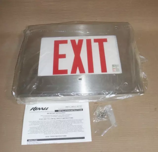 New Kenall CMEXR053962 Recessed wall mount LED Exit sign, stainless, no box, AK 2