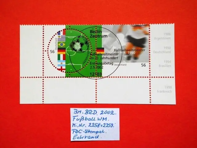 BM. Briefmarken BRD 2002 Fußballweltmeister Mi.Nr. 2258+2259 FDC-Stempel Eckrand