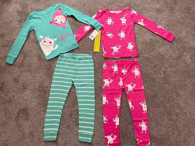 NWT Carters Toddler Girls 4 Piece Yeti Long Sleeve Pajama Set Size 3T