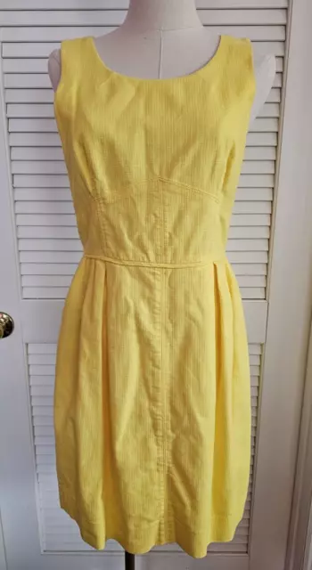 J Crew Womens Sleeveless Fitted Dress Sun Yellow Cotton Size 8 POCKETS