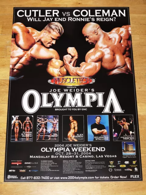 MR.OLYMPIA 2004 Poster - Jay Cutler Vs.Ronnie Coleman & Sylvester Stallone New