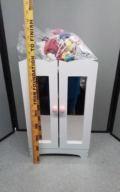 Kidcraft Doll Clothes Closet With Hangers And Clothes Armoire Mirrored Doors
