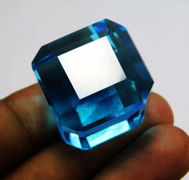 Natural 139.40 Ct  Blue Aquamarine Cube Cut Beautiful Loose Gemstone Certified