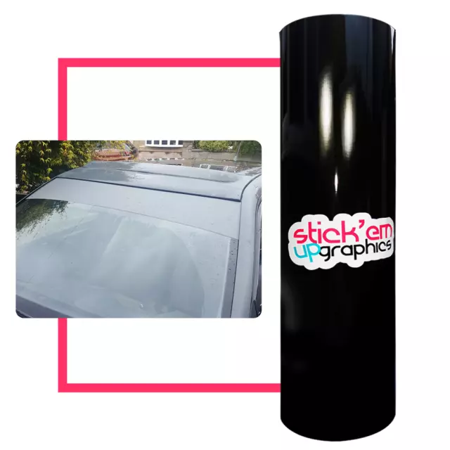 12 Inch Gloss Black Sun Strip for Any Model Car Sunstrip Banner Stripe UK