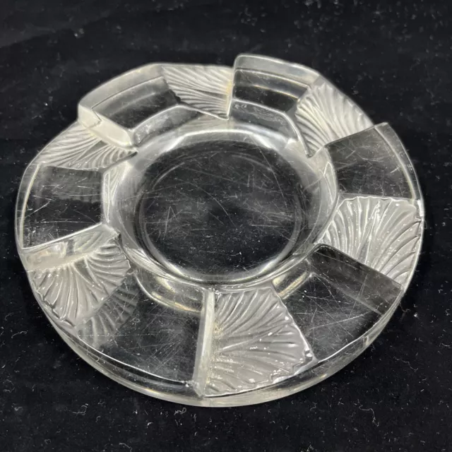 Vintage Lalique Cuba Pattern Cigar Ashtray Signed Crystal Clear 5.75” France