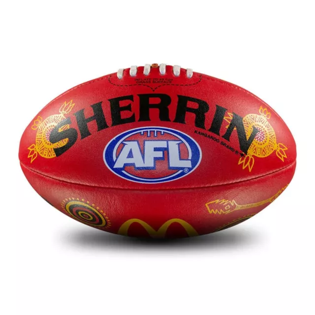 Sherrin Official AFL Footy 2023 SDNR Split Leather Indigenous Football size 5