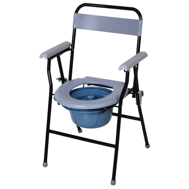 HOMCOM Sedia WC Pieghevole per Disabili e Anziani con Vaso Rimovibile