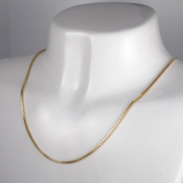 14K Yellow Gold Box Chain 1.4mm Necklace Polished 18" Long 6.9 Grams Fine Estate