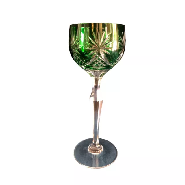 Emerald Cut To Clear Crystal Hock Wine Glass Elegant Stemware Barware