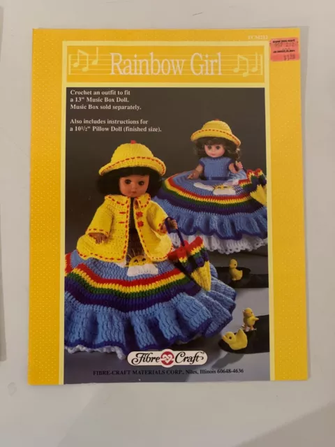 Rainbow Girl Crochet Muñeca Vestido Patrón Fibra-Artesanal Patrón FCM 212